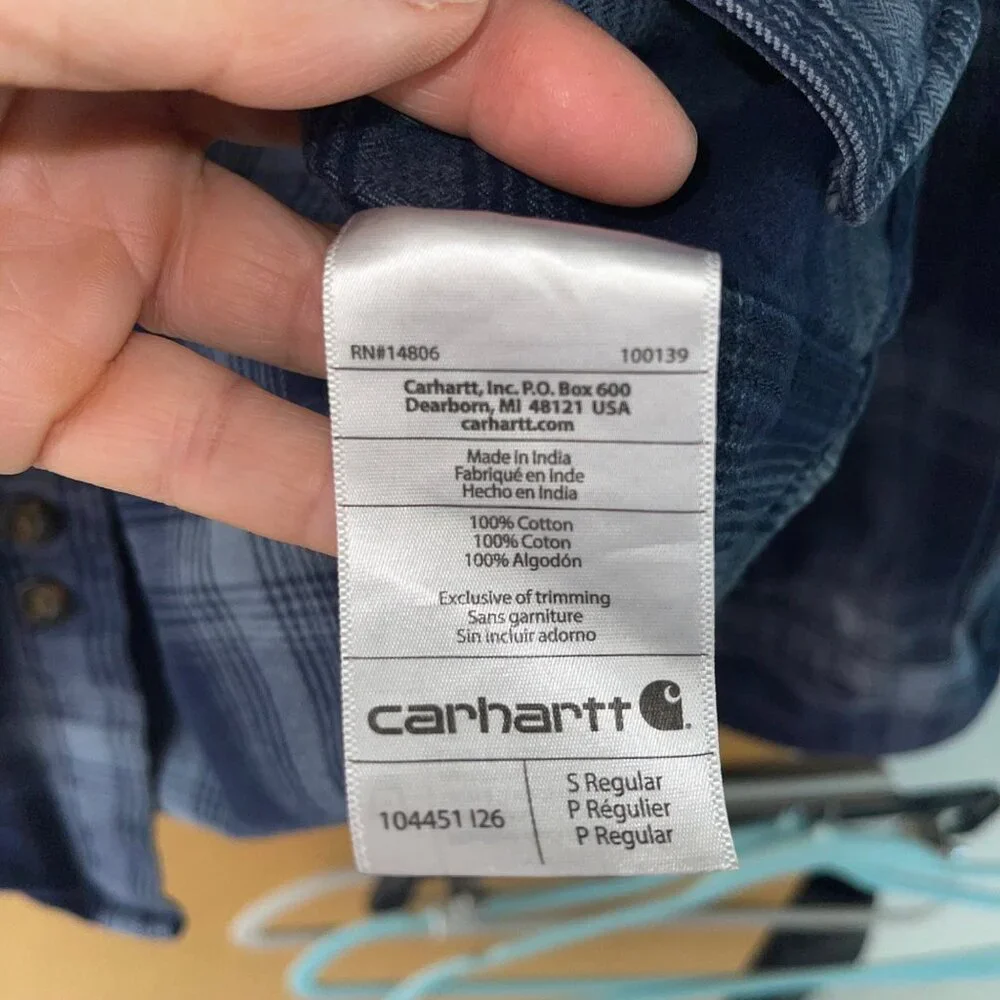 Carhartt Mens Shirt Size Small Blue Original Fit Long Sleeve Button Down - Picture 5 of 9